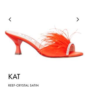 Nina shoes kat reef crystal feather satin kitten heel